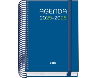 Dohe Logic Agenda Escolar 25/26 Espiral A6 - Dia Pagina - Papel 70g/m2 - 4 Hojas de Pegatinas - Cubierta de Carton Plastificado - Cierre con Goma Elastica