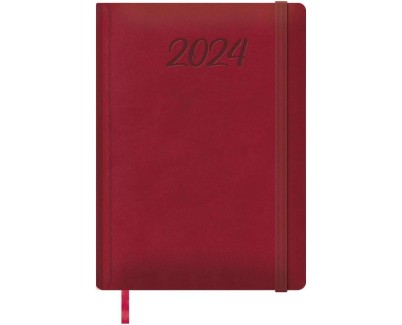 Dohe Manaos Agenda Anual - Dia Pagina - Cubierta en Polipiel - Cierre con Goma Elastica - Papel Ahuesado - Sabado y Domingo misma Pagina - Tamaño 17x24cm - Color Burdeos