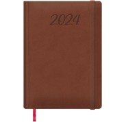 Dohe Manaos Agenda Anual - Dia Pagina - Cubierta en Polipiel - Cierre con Goma Elastica - Papel Ahuesado - Sabado y Domingo misma Pagina - Tamaño 17x24cm - Color Marron