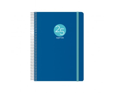 Dohe Menphis Agenda Anual - Dia Pagina - Cubierta de Plastico - Sabado y Domingo misma Pagina - Cierre con Goma Elastica - Tamaño 15x21cm - Color Azul Oscuro
