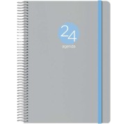 Dohe Menphis Agenda Anual - Dia Pagina - Cubierta de Plastico - Sabado y Domingo misma Pagina - Cierre con Goma Elastica - Tamaño 15x21cm - Color Gris