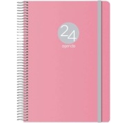 Dohe Menphis Agenda Anual - Dia Pagina - Cubierta de Plastico - Sabado y Domingo misma Pagina - Cierre con Goma Elastica - Tamaño 15x21cm - Color Rosa