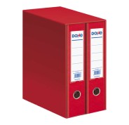 Dohe Modulo de 2 Archivadores A4 Lomo Ancho con Ollao y Rado - Carton Forrado con Polipropileno - Cantoneras Metalicas - Palanca de Maxima Calidad - Color Rojo