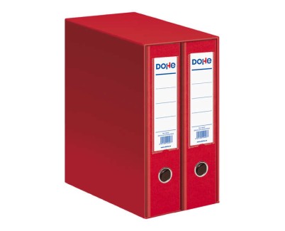 Dohe Modulo de 2 Archivadores A4 Lomo Ancho con Ollao y Rado - Carton Forrado con Polipropileno - Cantoneras Metalicas - Palanca de Maxima Calidad - Color Rojo