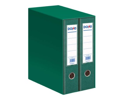 Dohe Modulo de 2 Archivadores Folio Lomo Ancho con Ollao y Rado - Carton Forrado con Polipropileno - Cantoneras Metalicas - Palanca de Maxima Calidad - Color Verde