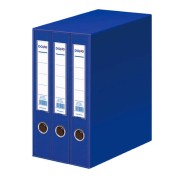 Dohe Modulo de 3 Archivadores A4 Lomo Estrecho con Ollao y Rado - Carton Forrado con Polipropileno - Cantoneras Metalicas - Palanca de Maxima Calidad - Color Azul