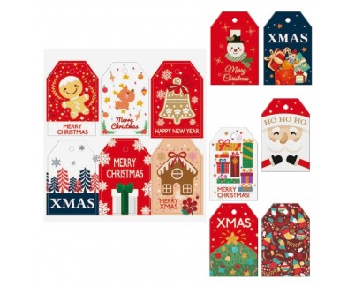 Dohe Navidad Pack de 48 Etiquetas para Regalos - Diseños Navidad - Tamaño 4,6x6,8cm - Troqueladas sobre Cartulina - Incluyen Cordon