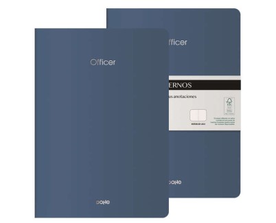 Dohe Officer Cuaderno Notebook A4 40 Hojas Lisas - Papel Ahuesado 90 g/m2 - Tapa en Cartulina 300g/m2 - Color Azul