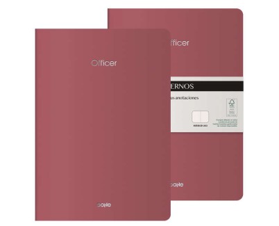 Dohe Officer Cuaderno Notebook A4 40 Hojas Lisas - Papel Ahuesado 90 g/m2 - Tapa en Cartulina 300g/m2 - Color Burdeos