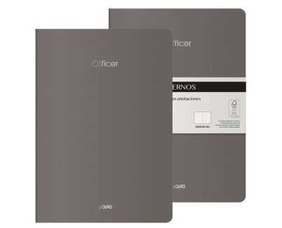 Dohe Officer Cuaderno Notebook A4 40 Hojas Lisas - Papel Ahuesado 90 g/m2 - Tapa en Cartulina 300g/m2 - Color Gris