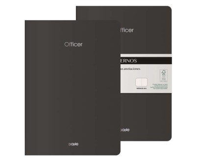 Dohe Officer Cuaderno Notebook A4 40 Hojas Lisas - Papel Ahuesado 90 g/m2 - Tapa en Cartulina 300g/m2 - Color Negro
