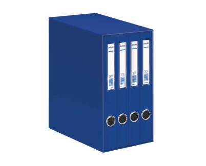 Dohe Oficolor Modulo de 4 Archivadores con Rado - Lomo Estrecho - Formato Folio - Carton Forrado - Color Azul