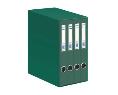 Dohe Oficolor Modulo de 4 Archivadores con Rado - Lomo Estrecho - Formato Folio - Carton Forrado - Color Verde