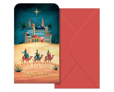 Dohe Oriente Pack de 6 Tarjetas/Billeteros de Felicitacion Navideña con Sobre - Tamaño 9x16cm - Papel Offset - Impresas a todo Color