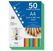 Dohe Pack de 50 Cartulinas A4 de 180g/m2 - PH Neutro - Libres de Cloro Elemental - Colorantes Biodegradables - Color Verde Miño
