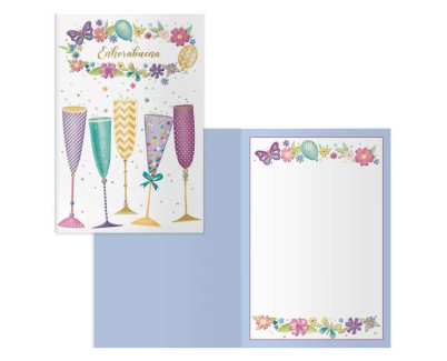 Dohe Pack de 6 Tarjetas de Felicitacion - 11.5x17cm - Impresion a Todo Color - Estampaciones con Pelicula de Color - Estampacion en Seco - Papel Offset Blanco de 300gr - Incluye Sobre de Color