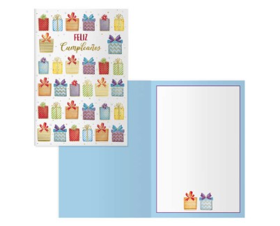 Dohe Pack de 6 Tarjetas de Felicitacion de Cumplea&ntilde;os - 11.5x17cm - Impresion a Todo Color - Estampaciones con Pelicula de Color - Estampacion en Seco - Papel Offset Blanco de 300gr - Incluye Sobre de Color
