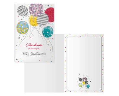 Dohe Pack de 6 Tarjetas de Felicitacion de Graduacion - 11.5x17cm - Impresion a Todo Color - Estampaciones con Pelicula de Color - Estampacion en Seco - Papel Offset Blanco de 300gr - Incluye Sobre de Color
