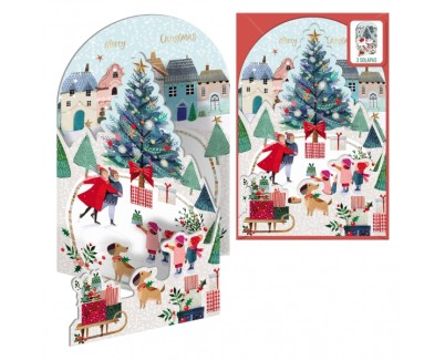 Dohe Patinando Pack de 6 Tarjetas Desplegables de Felicitacion Navideña con Sobre - Impresas a todo Color