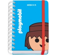 Dohe Playmobil Core Agenda Escolar Espiral Wireo A6 - Dia Pagina - Papel 80g/m2 - 4 Hojas de Pegatinas - Cubierta de Carton Plastificado - Cierre con Goma Elastica - Color Azul