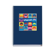 Dohe Playmobil Cuaderno Espiral A4 100 Hojas Microperforadas Cuadricula 5mm - Tapa Dura Carton Forrado - Bandas de Color