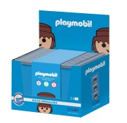 Dohe Playmobil Expositor con 24 Bolsas Fabricadas en EVA Traslucido de 400 micras - Formato Apaisado - Cierre de Cremallera - Color Azul