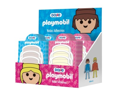 Dohe Playmobil Expositor con 32 Blocs de 25 Notas Adhesivas - Multisuperficie - Colores Surtidos