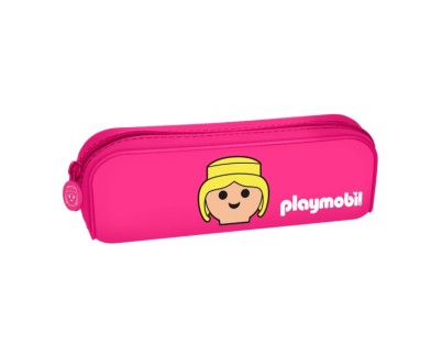 Dohe Playmobil Portatodo de Silicona - Cierre con Cremallera y Tirador de Goma - Color Rosa