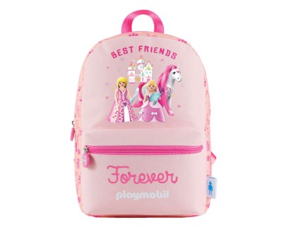 Dohe Playmobil Princess Mochila Infantil - Tirantes Anchos Reforzados - Amplio Compartimento Principal con Cierre de Cremallera - Bolsillo Interior y Delantero con Cremallera - Acolchada y Reforzada