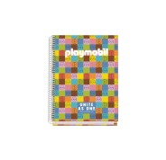 Dohe Playmobil Unite As One Cuaderno Espiral A5 100 Hojas Cuadricula 5mm - Tapa Dura Impresa a todo Color y Plastificada en Brillo - Bandas de Color