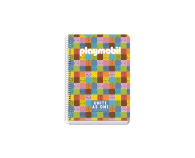 Dohe Playmobil Unite As One Cuaderno Espiral A5 80 Hojas Cuadricula 4mm con Margen - Tapa Rigida Impresa a todo Color - Guardas Impresas