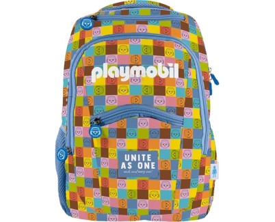 Dohe Playmobil Unite As One Mochila Escolar - Compartimento Principal con Bolsillo Acolchado - Bolsillos Laterales para Bebidas - Espalda Acolchada - Doble Asa Superior - Fabricada en Poliester - Medidas 31,5x40x11cm