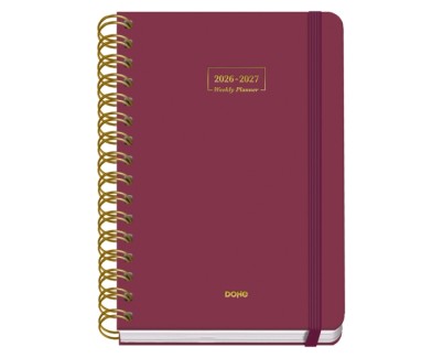 Dohe Premium Agenda Escolar 26/27 - Formato A5 - Semana Vista - Papel Offset Ahuesado 80g - Cubierta de Carton Plastificado - Espiral Metalica Doble - Goma - 15x21x2cm - Color Burdeos