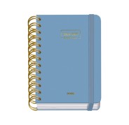 Dohe Premium Agenda Escolar 26/27 - Formato A6 - Dia Pagina - Papel Offset Ahuesado 80g - Cubierta de Carton Plastificado - Espiral Metalica Doble - Goma - 12x17x3cm - Color Azul