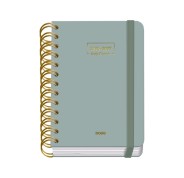 Dohe Premium Agenda Escolar 26/27 - Formato A6 - Dia Pagina - Papel Offset Ahuesado 80g - Cubierta de Carton Plastificado - Espiral Metalica Doble - Goma - 12x17x3cm - Color Verde