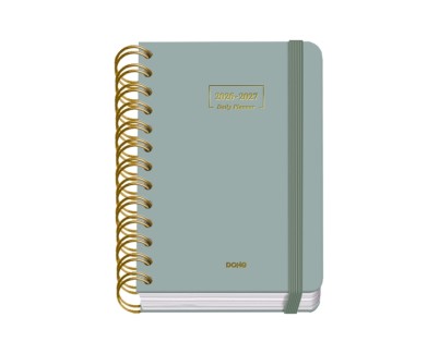 Dohe Premium Agenda Escolar 26/27 - Formato A6 - Dia Pagina - Papel Offset Ahuesado 80g - Cubierta de Carton Plastificado - Espiral Metalica Doble - Goma - 12x17x3cm - Color Verde