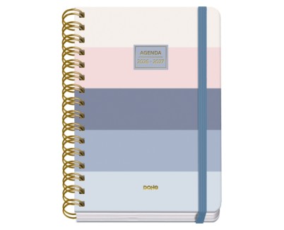 Dohe Premium Donna Agenda Escolar 26/27 - Formato A5 - Semana Vista - Papel Offset Ahuesado 80g - Cubierta de Carton Plastificado - Espiral Metalica Doble - Goma - 15x21x2cm - Multicolor