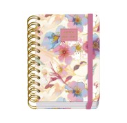 Dohe Premium Magnolia Agenda Escolar 26/27 - Formato A6 - Dia Pagina - Papel Offset Ahuesado 80g - Cubierta de Carton Plastificado - Espiral Metalica Doble - Goma - 12x17x3cm - Multicolor