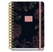 Dohe Premium Noir Agenda Escolar 26/27 - Formato A5 - Dia Pagina - Papel Offset Ahuesado 80g - Cubierta de Carton Plastificado - Espiral Metalica Doble - Goma - 15x21x4cm - Color Negro