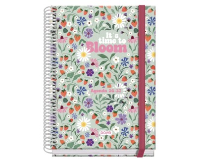 Dohe Prime Bloom Agenda Escolar 26/27 - Formato A5 - Semana Vista - Papel Offset Ahuesado 70g - Cubierta de Carton Plastificado - Espiral - Goma - 15x21x2cm - Multicolor