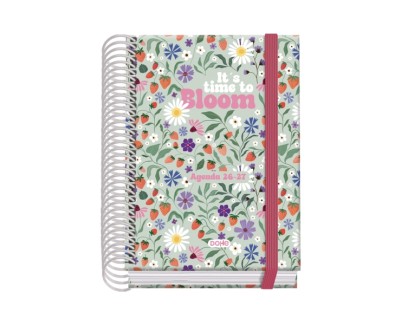 Dohe Prime Bloom Agenda Escolar 26/27 - Formato A6 - Dia Pagina - Papel Offset Ahuesado 70g - Cubierta de Carton Plastificado - Espiral - Goma - 12x17x3cm - Multicolor
