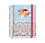 Dohe Prime Capi Flower Agenda Escolar 26/27 - Formato A6 - Dia Pagina - Papel Offset Ahuesado 70g - Cubierta de Carton Plastificado - Espiral - Goma - 12x17x3cm - Multicolor