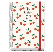 Dohe Prime Cerezas Agenda Escolar 26/27 - Formato A5 - Semana Vista - Papel Offset Ahuesado 70g - Cubierta de Carton Plastificado - Espiral - Goma - 15x21x2cm - Multicolor