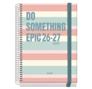 Dohe Prime Epic Agenda Escolar 26/27 - Formato A5 - Dia Pagina - Papel Offset Ahuesado 70g - Cubierta de Carton Plastificado - Espiral - Goma - 15x21x4cm - Multicolor