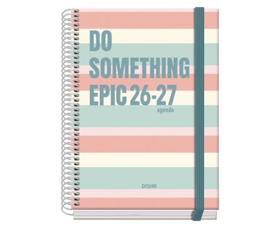 Dohe Prime Epic Agenda Escolar 26/27 - Formato A5 - Semana Vista - Papel Offset Ahuesado 70g - Cubierta de Carton Plastificado - Espiral - Goma - 15x21x2cm - Multicolor
