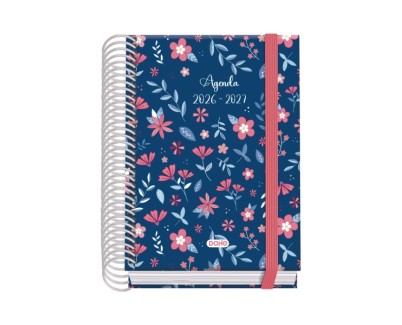 Dohe Prime Lovely Agenda Escolar 26/27 - Formato A6 - Dia Pagina - Papel Offset Ahuesado 70g - Cubierta de Carton Plastificado - Espiral - Goma - 12x17x3cm - Multicolor