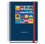 Dohe Prime Playmobil Agenda Escolar 26/27 - Formato A5 - Semana Vista - Papel Offset Ahuesado 70g - Cubierta de Carton Plastificado - Espiral - Goma - 15x21x2cm - Color Azul Marino