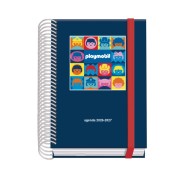 Dohe Prime Playmobil Agenda Escolar 26/27 - Formato A6 - Dia Pagina - Papel Offset Ahuesado 70g - Cubierta de Carton Plastificado - Espiral - Goma - 12x17x3cm - Color Azul Marino