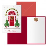 Dohe Red Door Pack de 6 Tarjetas de Felicitacion Navideña con Sobre - Tamaño Cerrada 11.5x17cm, Abierta 23x17cm - Papel Offset - Impresas a todo Color