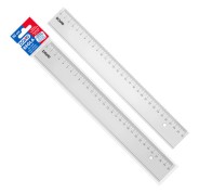 Dohe Regla de 30cm - Plastico Inyectado Transparente Cristal - Cantos Biselados y con Reborde - en Bolsa Individual